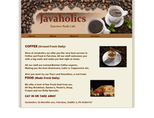 Tablet Screenshot of javaholicscoffeeshop.webstarts.com